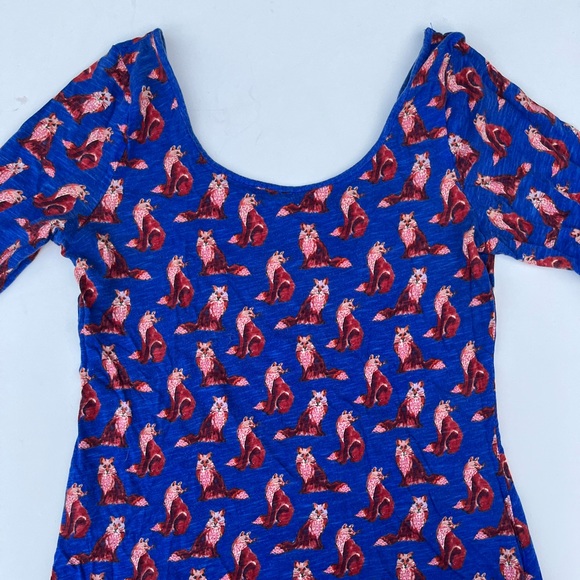 Anthropologie Forest Fete Fox Shirt Blouse (M) Blue - Picture 2 of 4